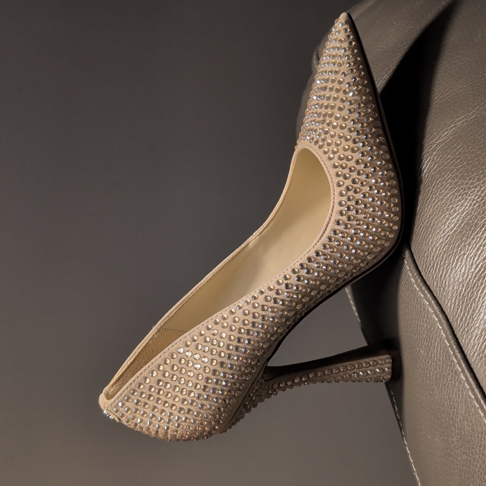 Sam Edelman Nude Crystal-Embellished Pointed Toe Pumps - Picture 5 of 8